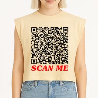 Fuckyou Qr Code Anti Social Sarcastic Garment-Dyed Women's Muscle Tee
