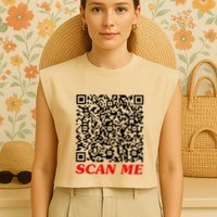 Fuckyou Qr Code Anti Social Sarcastic Garment-Dyed Women's Muscle Tee