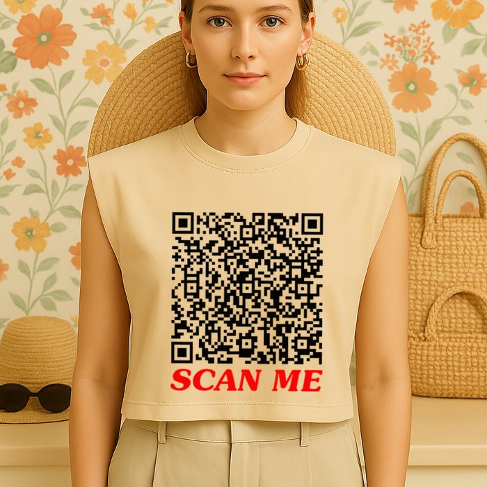 Fuckyou Qr Code Anti Social Sarcastic Garment-Dyed Women's Muscle Tee