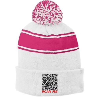 Fuckyou Qr Code Anti Social Sarcastic Stripe Pom Pom Beanie