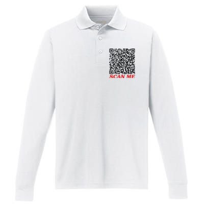 Fuckyou Qr Code Anti Social Sarcastic Funny Performance Long Sleeve Polo