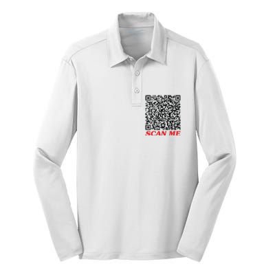 Fuckyou Qr Code Anti Social Sarcastic Funny Silk Touch Performance Long Sleeve Polo