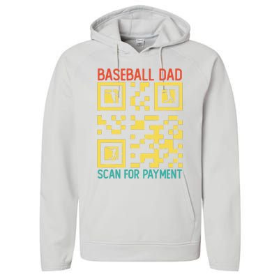 Funny Qr code Baseball Dad Scan For Payment Father's Day Performance Fleece Hoodie