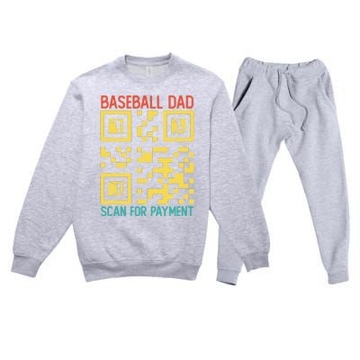 Funny Qr code Baseball Dad Scan For Payment Father's Day Premium Crewneck Sweatsuit Set