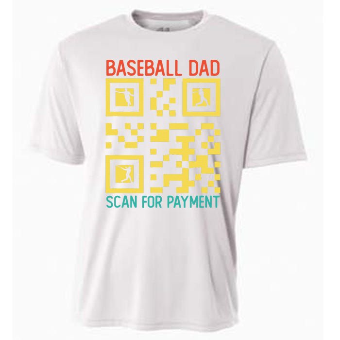 Funny Qr code Baseball Dad Scan For Payment Father's Day Cooling Performance Crew T-Shirt