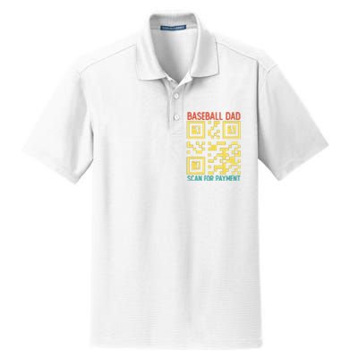 Funny Qr code Baseball Dad Scan For Payment Father's Day Dry Zone Grid Polo