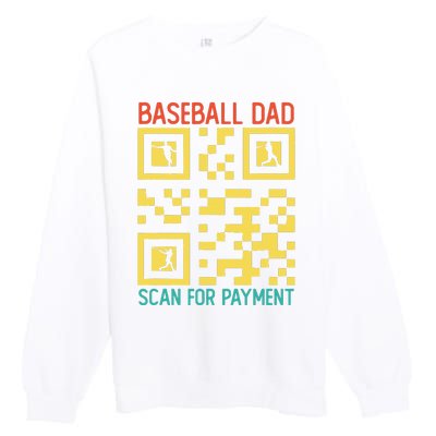 Funny Qr code Baseball Dad Scan For Payment Father's Day Premium Crewneck Sweatshirt