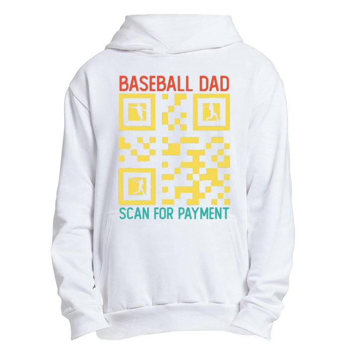 Funny Qr code Baseball Dad Scan For Payment Father's Day Urban Pullover Hoodie