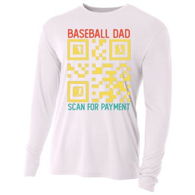 Funny Qr code Baseball Dad Scan For Payment Father's Day Cooling Performance Long Sleeve Crew