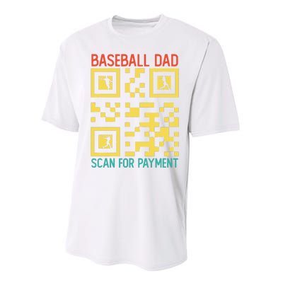 Funny Qr code Baseball Dad Scan For Payment Father's Day Performance Sprint T-Shirt