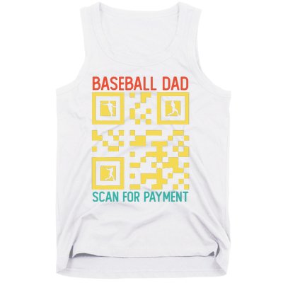 Funny Qr code Baseball Dad Scan For Payment Father's Day Tank Top