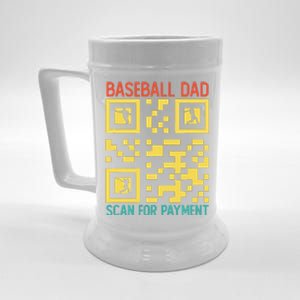 Funny Qr Code Baseball Dad Scan For Payment Fathers Day Beer Stein