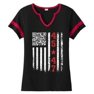 Funny Qr Code President Trump Dance Meme Ladies Halftime Notch Neck Tee