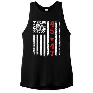 Funny Qr Code President Trump Dance Meme Ladies PosiCharge Tri-Blend Wicking Tank