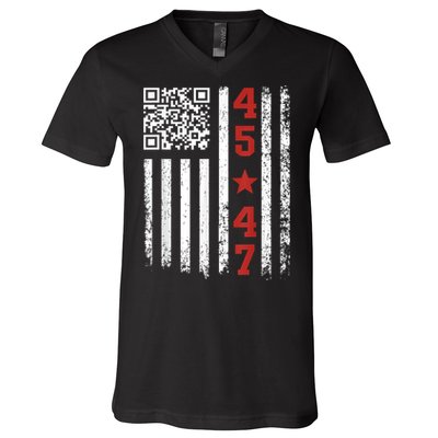 Funny Qr Code President Trump Dance Meme V-Neck T-Shirt