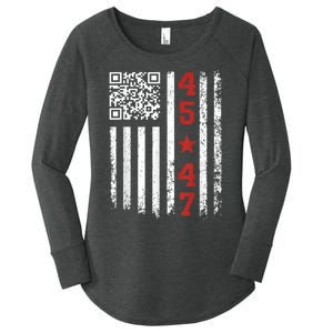 Funny Qr Code President Trump Dance Meme Women's Perfect Tri Tunic Long Sleeve Shirt