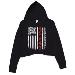 Funny Qr Code President Trump Dance Meme Crop Fleece Hoodie