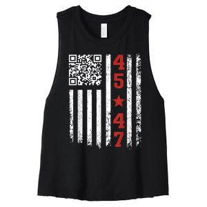 Funny Qr Code President Trump Dance Meme Women's Racerback Cropped Tank