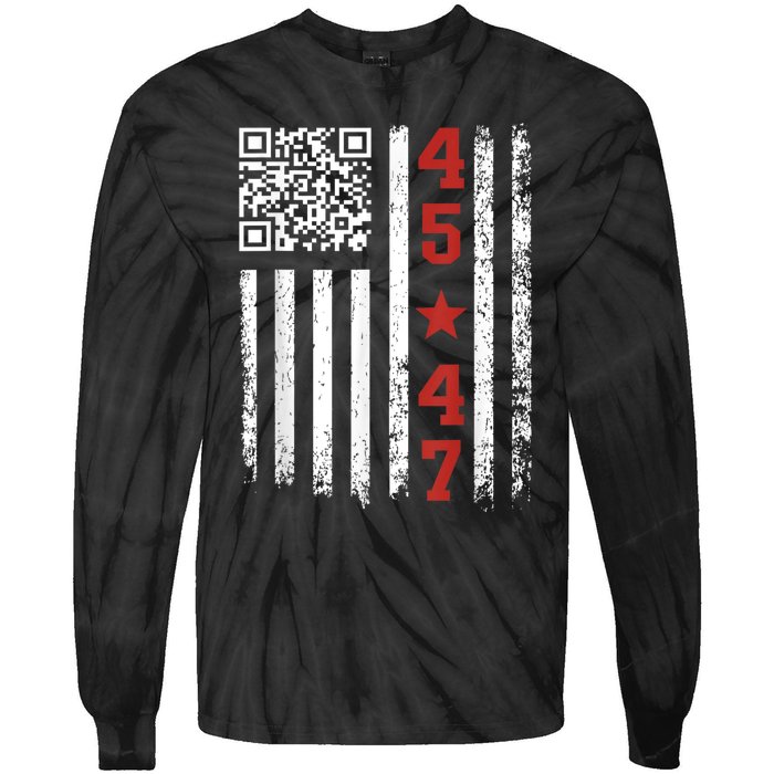 Funny Qr Code President Trump Dance Meme Tie-Dye Long Sleeve Shirt