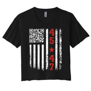 Funny Qr Code President Trump Dance Meme Women's Crop Top Tee