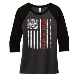 Funny Qr Code President Trump Dance Meme Women's Tri-Blend 3/4-Sleeve Raglan Shirt