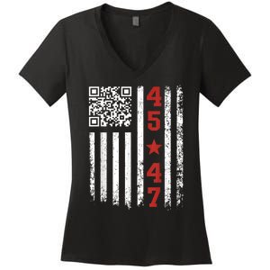 Funny Qr Code President Trump Dance Meme Women's V-Neck T-Shirt