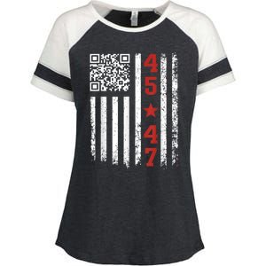 Funny Qr Code President Trump Dance Meme Enza Ladies Jersey Colorblock Tee