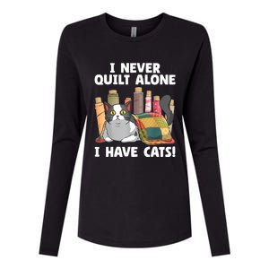 Funny Quilting Cat Quilt Sewing Quilter Womens Cotton Relaxed Long Sleeve T-Shirt