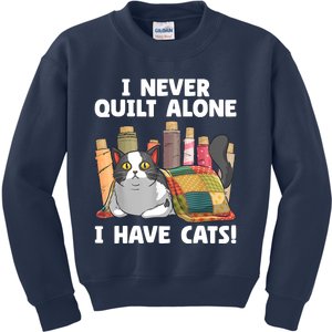 Funny Quilting Cat Quilt Sewing Quilter Kids Sweatshirt