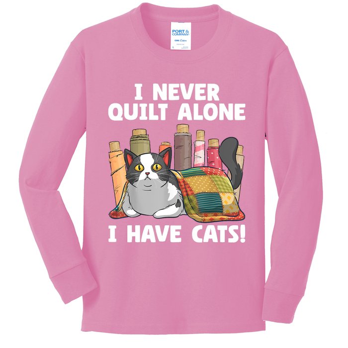 Funny Quilting Cat Quilt Sewing Quilter Kids Long Sleeve Shirt