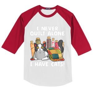 Funny Quilting Cat Quilt Sewing Quilter Kids Colorblock Raglan Jersey