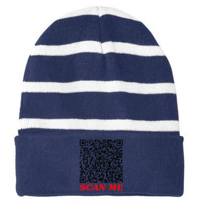 Fuckyou Qr Code Anti Social Sarcastic Funny Striped Beanie with Solid Band