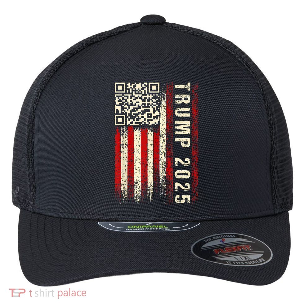 Funny Qr Donald Trump Dancing 4745 Code Video Flexfit Unipanel Trucker Cap