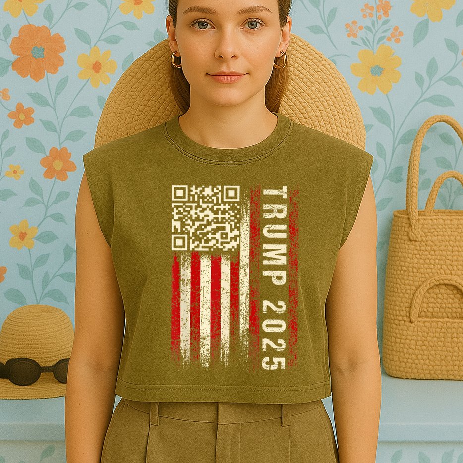 Funny Qr Donald Trump Dancing 4745 Code Video Garment-Dyed Women's Muscle Tee