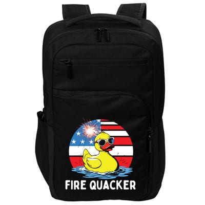 Fire Quacker Duck Firecracker Funny 4th Of July Usa Flag Impact Tech Backpack