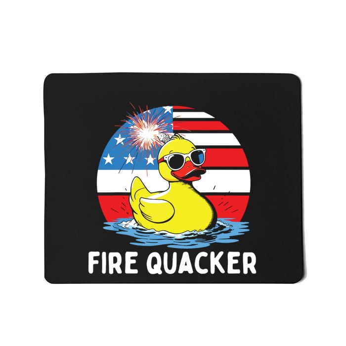 Fire Quacker Duck Firecracker Funny 4th Of July Usa Flag Mousepad