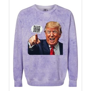 Funny Qr Donald Trump Dancing 4745 Code Video Retro Colorblast Crewneck Sweatshirt