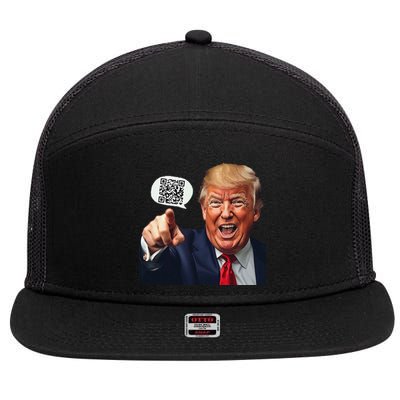 Funny Qr Donald Trump Dancing 4745 Code Video Retro 7 Panel Mesh Trucker Snapback Hat