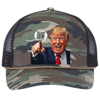 Funny Qr Donald Trump Dancing 4745 Code Video Retro Retro Rope Trucker Hat Cap