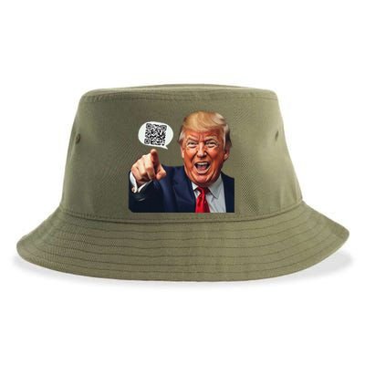 Funny Qr Donald Trump Dancing 4745 Code Video Retro Sustainable Bucket Hat