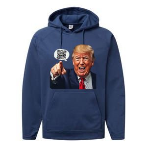 Funny Qr Donald Trump Dancing 4745 Code Video Retro Performance Fleece Hoodie