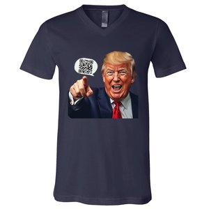 Funny Qr Donald Trump Dancing 4745 Code Video Retro V-Neck T-Shirt