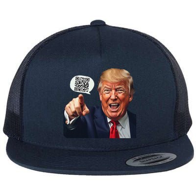 Funny Qr Donald Trump Dancing 4745 Code Video Retro Flat Bill Trucker Hat