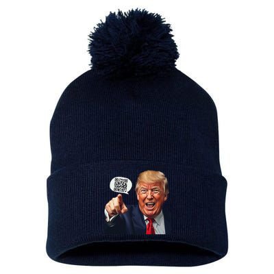 Funny Qr Donald Trump Dancing 4745 Code Video Retro Pom Pom 12in Knit Beanie