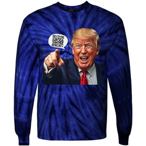 Funny Qr Donald Trump Dancing 4745 Code Video Retro Tie-Dye Long Sleeve Shirt