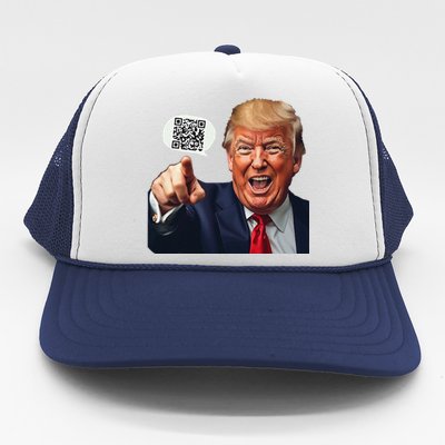 Funny Qr Donald Trump Dancing 4745 Code Video Retro Trucker Hat