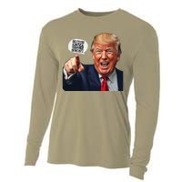 Funny Qr Donald Trump Dancing 4745 Code Video Retro Cooling Performance Long Sleeve Crew