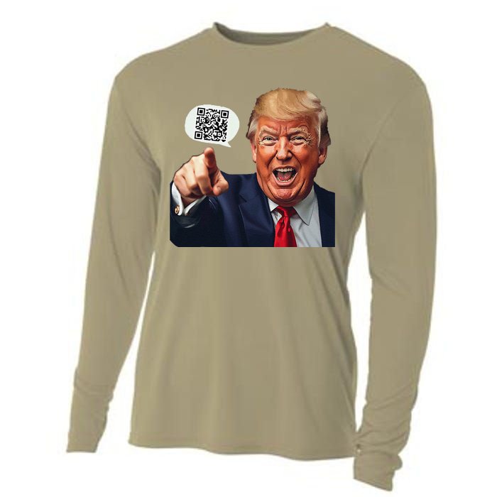 Funny Qr Donald Trump Dancing 4745 Code Video Retro Cooling Performance Long Sleeve Crew