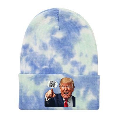 Funny Qr Donald Trump Dancing 4745 Code Video Retro Tie Dye 12in Knit Beanie