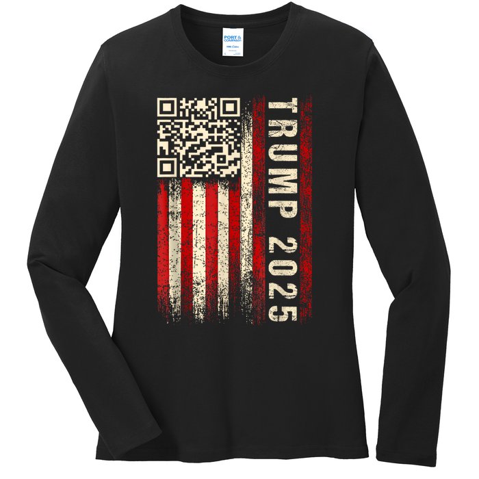 Funny Qr Donald Trump Dancing 47/45 Code Video Ladies Long Sleeve Shirt